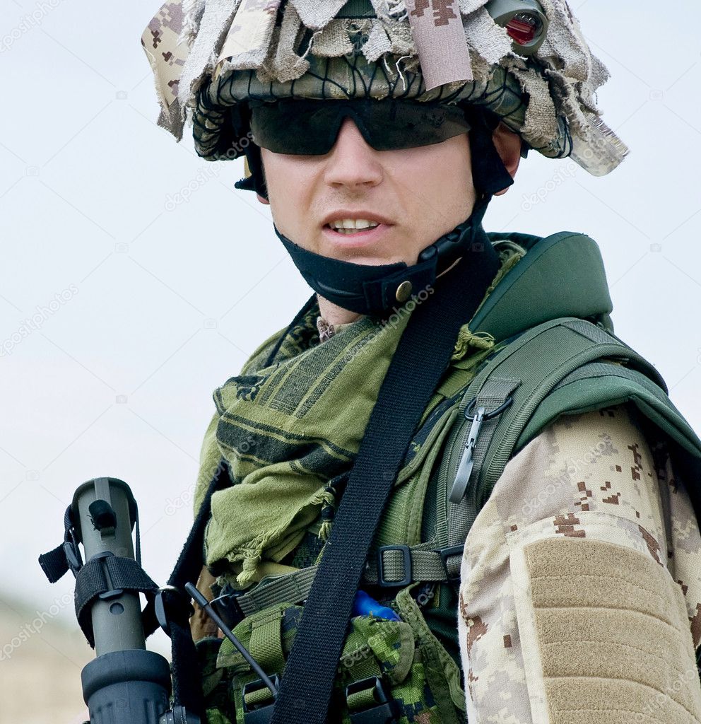 Soldier in desert uniform