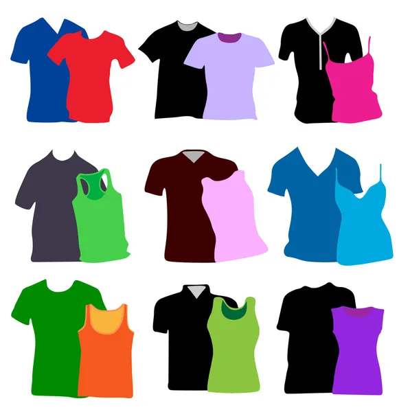 T-shirts masculinas e femininas — Vetor de Stock