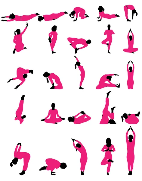 Siluetas de yoga — Archivo Imágenes Vectoriales