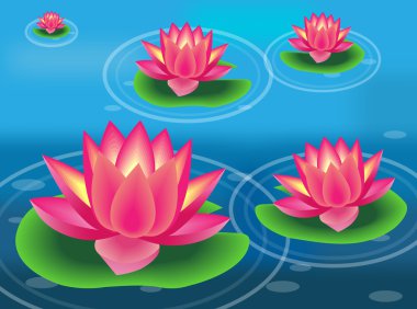 Water lilies and flowers clipart