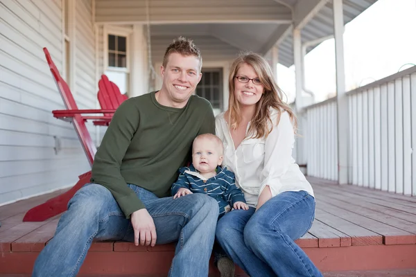 stock image Young Happy Family on Porch