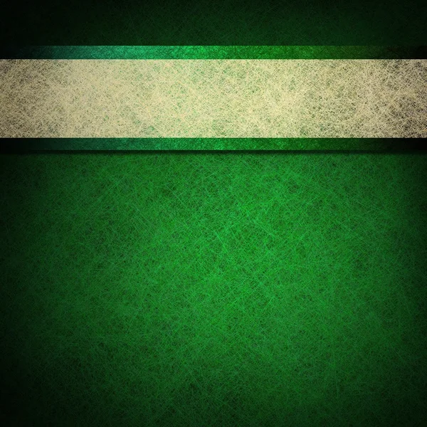 Zielone tło z biała wstążka — Zdjęcie stockowe