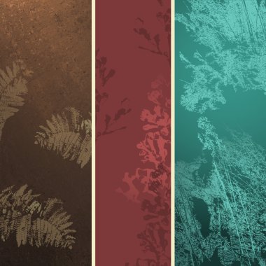 Banner backgrounds with floral grunge texture clipart