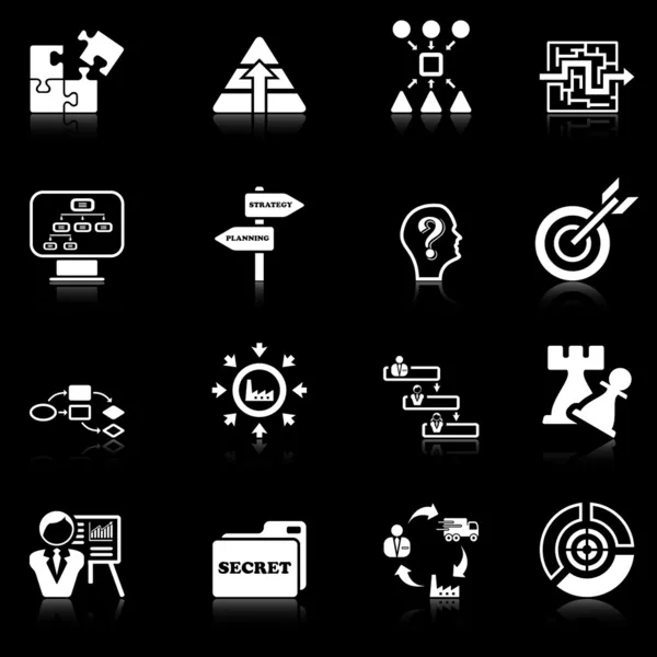 Icônes de stratégie d'entreprise - série noire — Image vectorielle