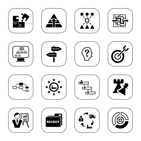 Iconos de estrategia empresarial - Serie BW — Archivo Imágenes Vectoriales