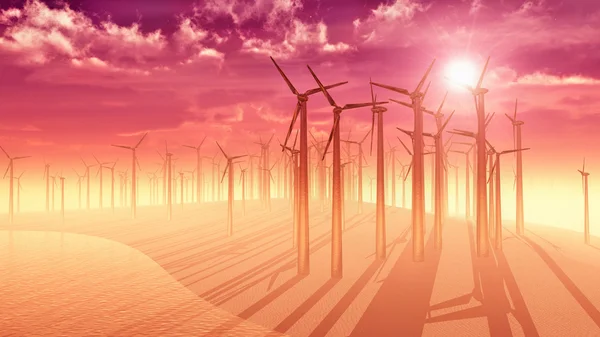 stock image Wind farm - sunset