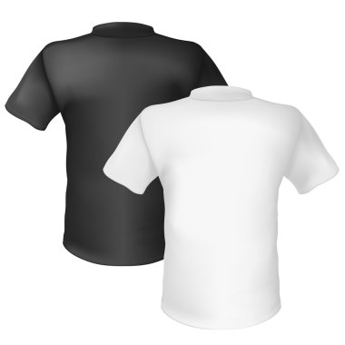 Black and white T-shirt Back View clipart