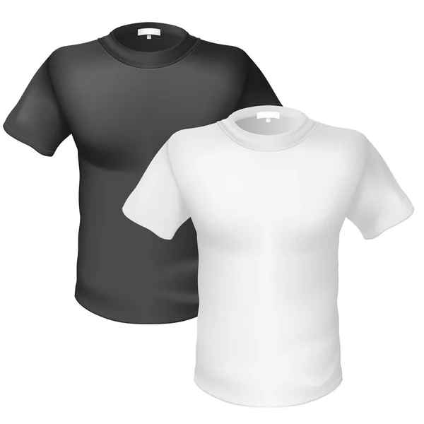 T-shirt preta e branca Vista frontal —  Vetores de Stock