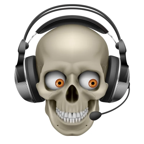 Cool Skull with headphones — Stock Vector