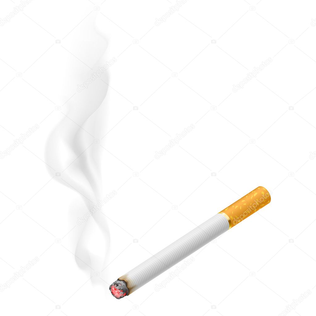 Сигарета на белом фоне