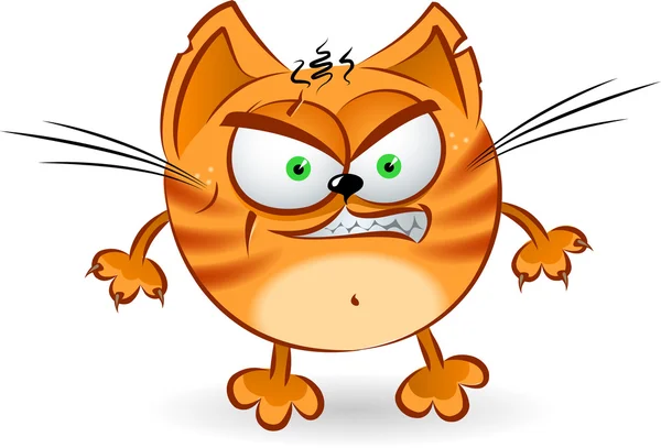 El gato de dibujos animados naranja enojado — Vector de stock