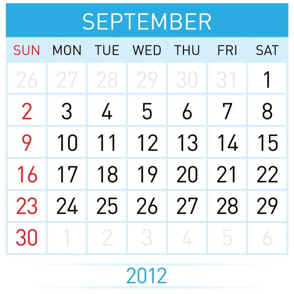 September-Kalender — Stockvektor