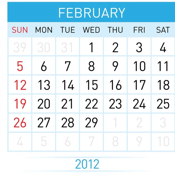 Φεβρουάριος ημερολόγιο — Διανυσματικό Αρχείο