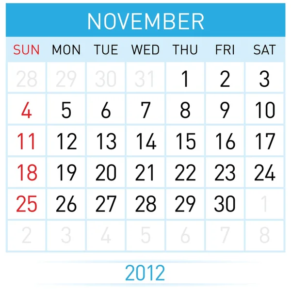 Ημερολόγιο Νοεμβρίου — Διανυσματικό Αρχείο