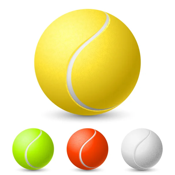 Pelota de tenis realista en diferentes colores — Vector de stock