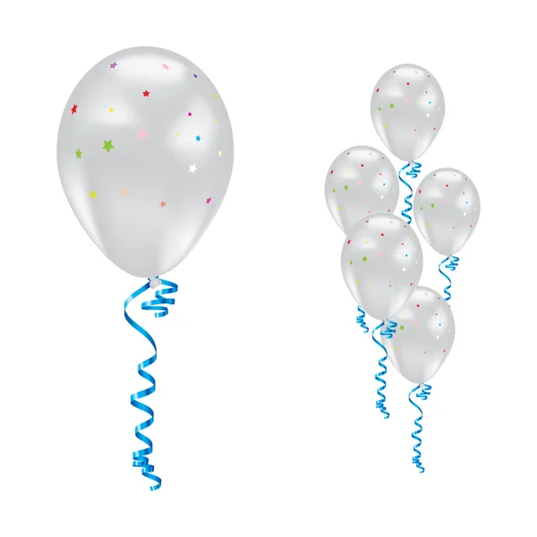 Balloons with stars and ribbons. — Stockový vektor