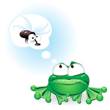 Frog with flie clipart