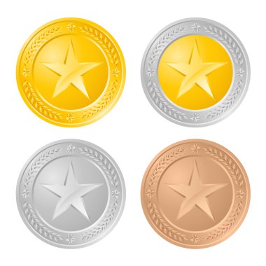 Four gold coins clipart