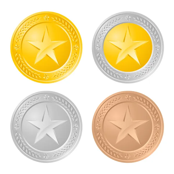 Four gold coins — Stock Vector
