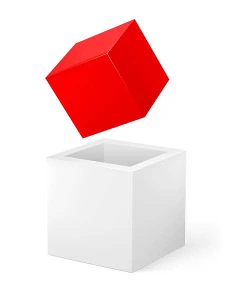 Cubo vermelho e branco — Vetor de Stock