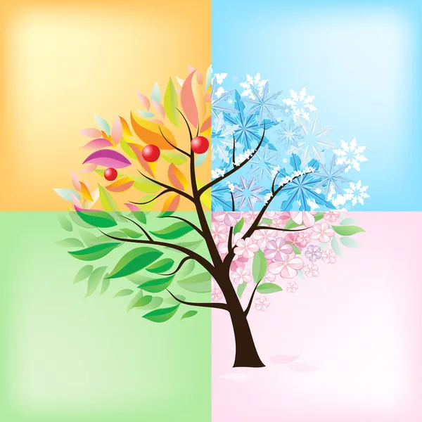 Four Seasons Tree — Stock Vector