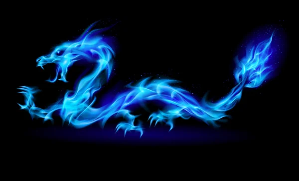 青い火のドラゴン — ストックベクタ