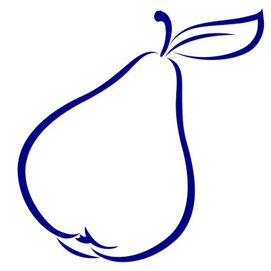 Pear. Blue and white icon. clipart