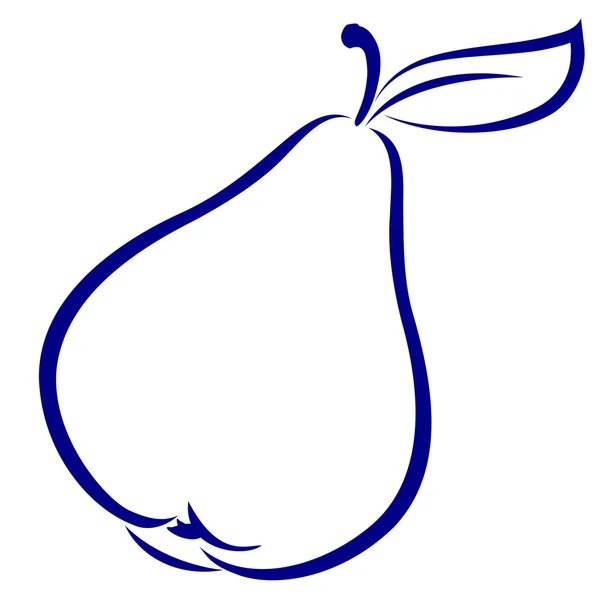 Pear. Blue and white icon. — Stock Vector