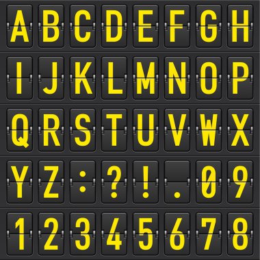 Set of letters on a mechanical timetable clipart