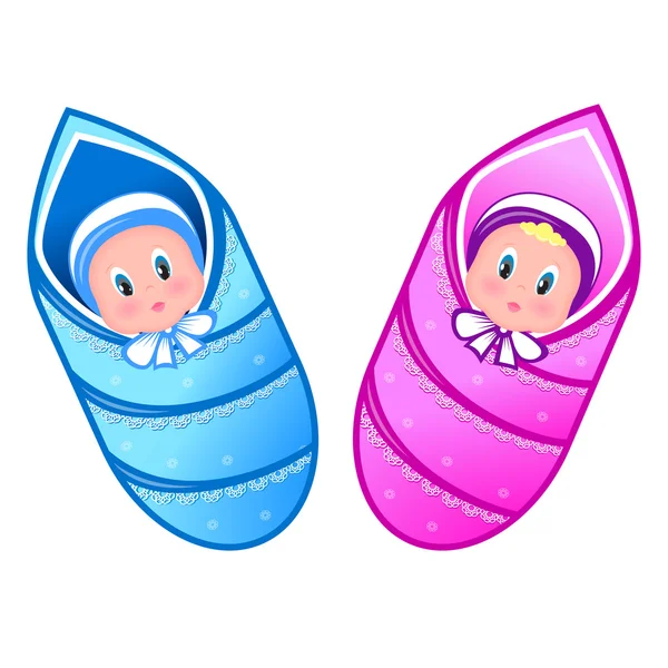 Ilustración bebé niño y niña — Vector de stock
