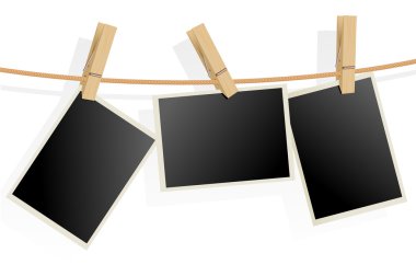 Three Photo Frames on Rope clipart