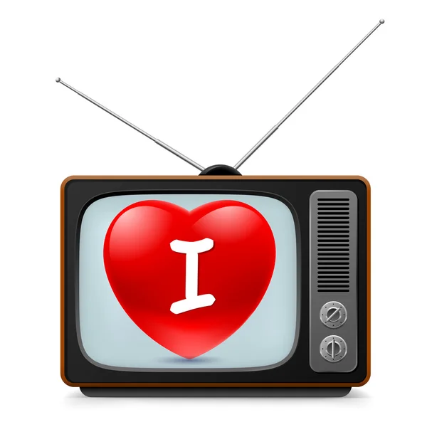 Televisor con corazón — Vector de stock