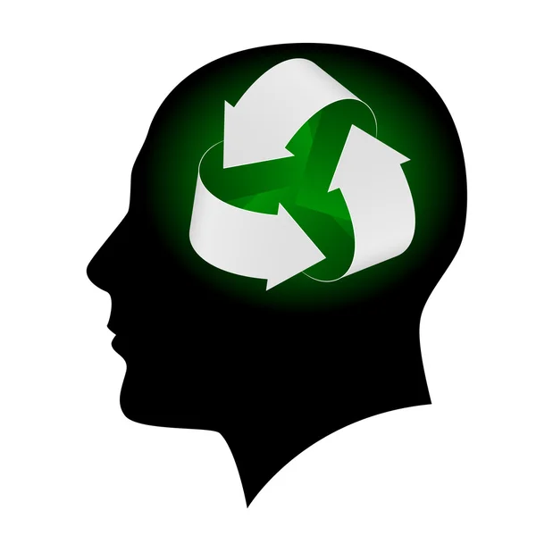 Ecology symbol in human head — Stock Vector