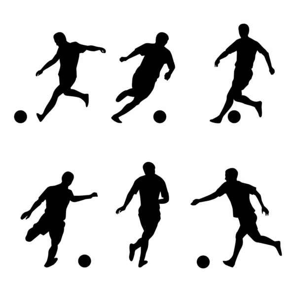 Soccer, silhouettes de joueurs de football — Image vectorielle