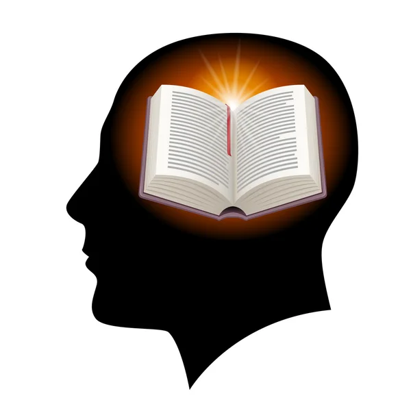 Male head with open book — Stock Vector