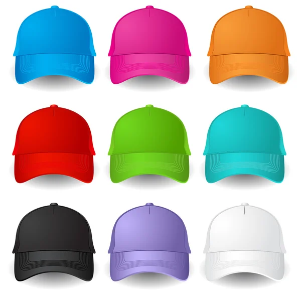 Ensemble de casquettes de baseball — Image vectorielle