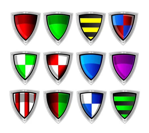 Conjunto de escudos coloridos — Fotografia de Stock