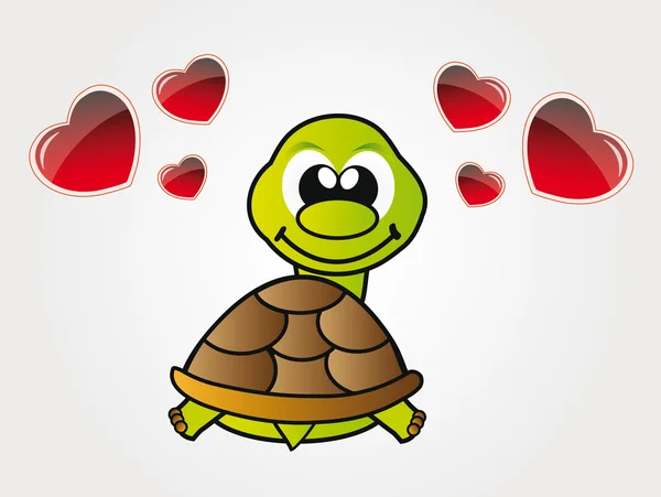 Tartaruga pequena feliz no amor — Fotografia de Stock