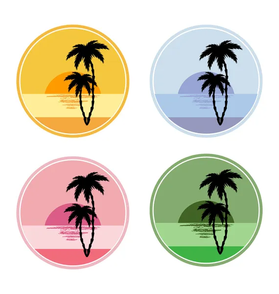 Icon with sun and palm trees — Stock Vector