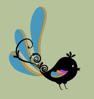 Bird with swirl clipart