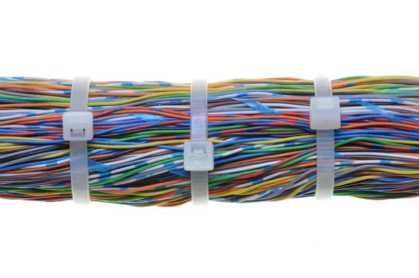 stock image Bundle of color cables with cable ties