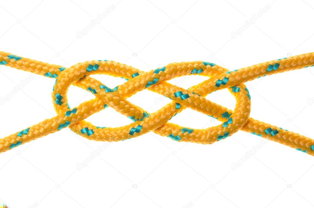 Rope with knots sheet bend