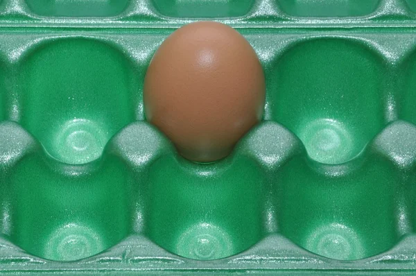 Vejce v zeleném kartonu — Stock fotografie