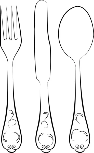 Coltello, forchetta, cucchiaio — Vettoriale Stock