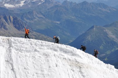 Climers on the glacier clipart