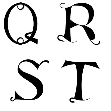 Vintage temel yazı tipi alfabe karakterleri
