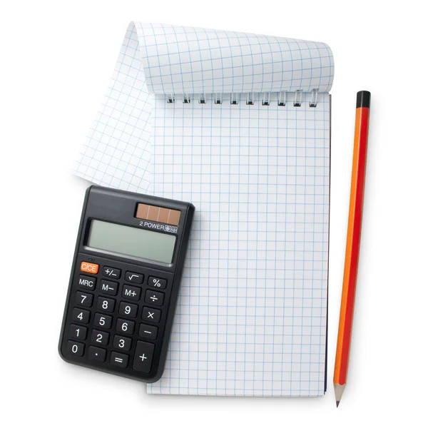 Kalkulačka a notebook — Stock fotografie