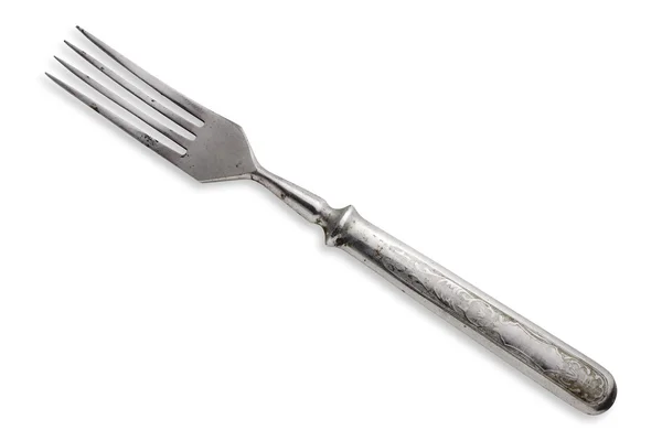 Vecchia forchetta argento — Foto Stock