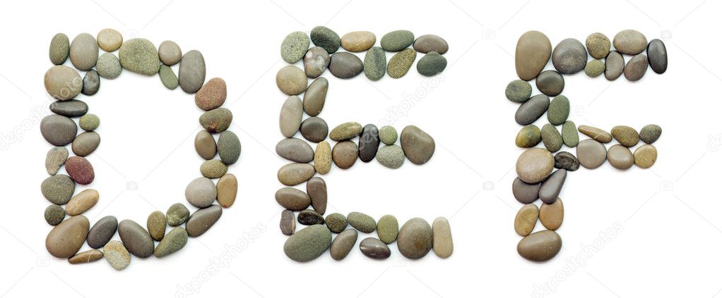 Alphabet of ocean stones