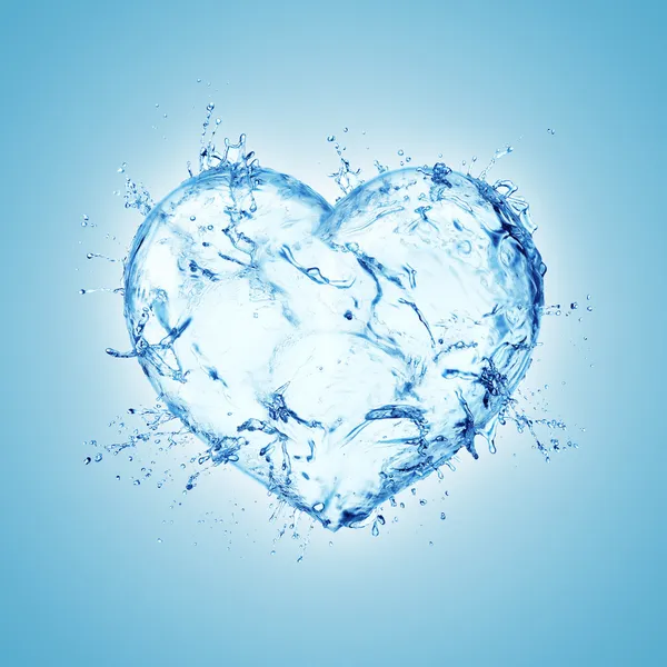 Plusk wody, serce — Zdjęcie stockowe